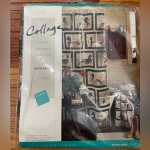 🆕 Collage “Water Birds” NOS 1990s vinyl shower curtain Ducks 72” x 70” Springs
